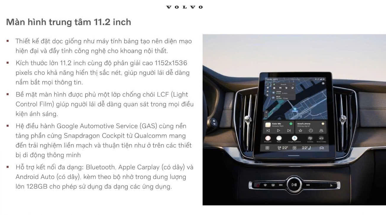 Nâng cấp hệ thống màn hình trung tâm mới trên Volvo Xc90 2026.