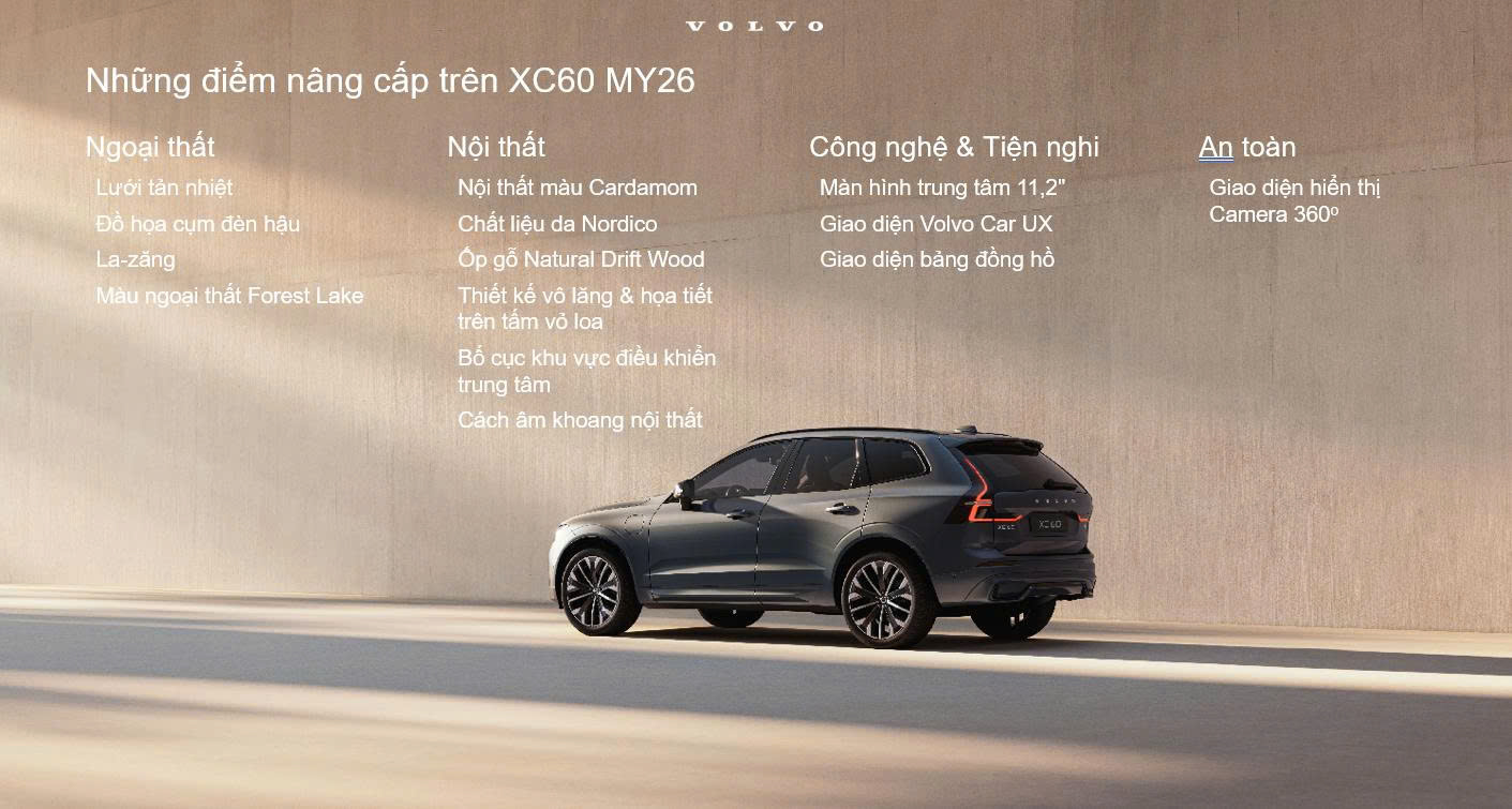 Những nâng cấp đáng trên Volvo Xc60 2026.