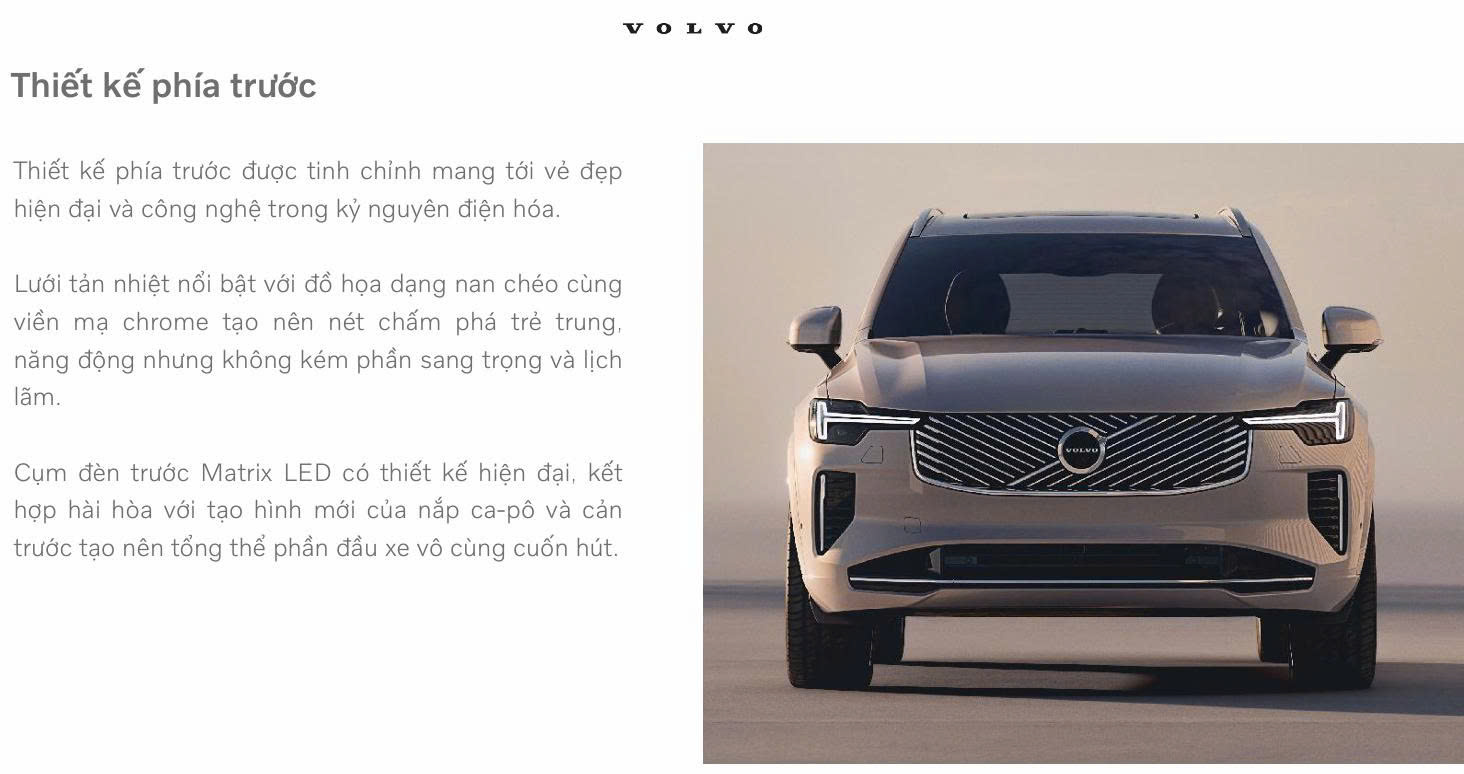 Thiết kế phía trước đầu xe Volvo Xc90 Plug In Hybrid.