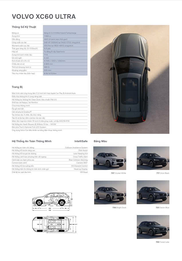 Thông số kỹ thuật Volvo Xc60 B5 Ultra 2026.