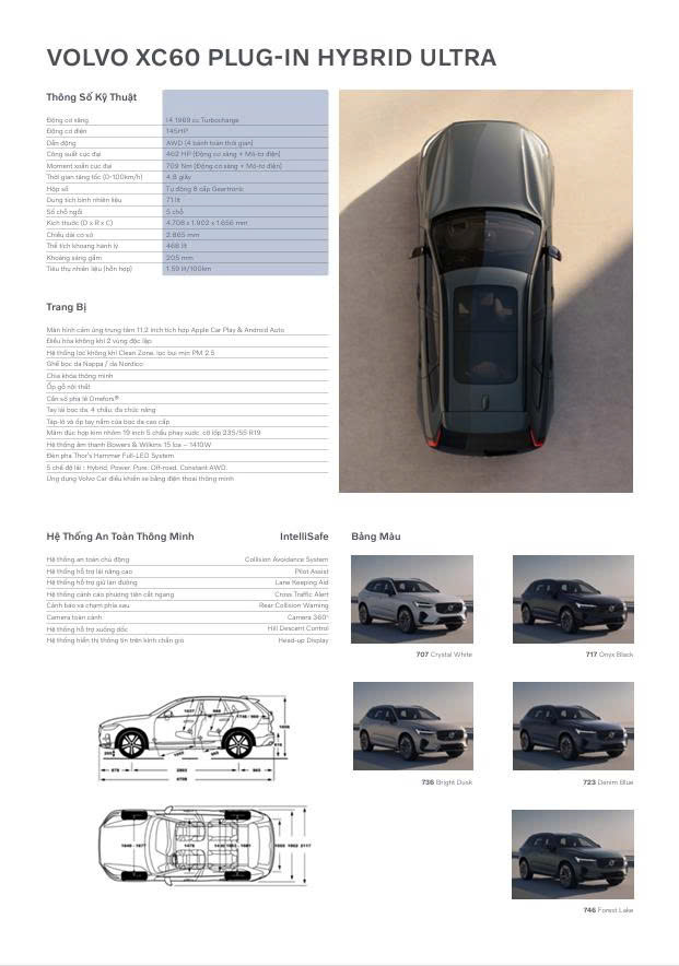 Thông số kỹ thuật Volvo Xc60 T8 Plug In Hybrid 2026.