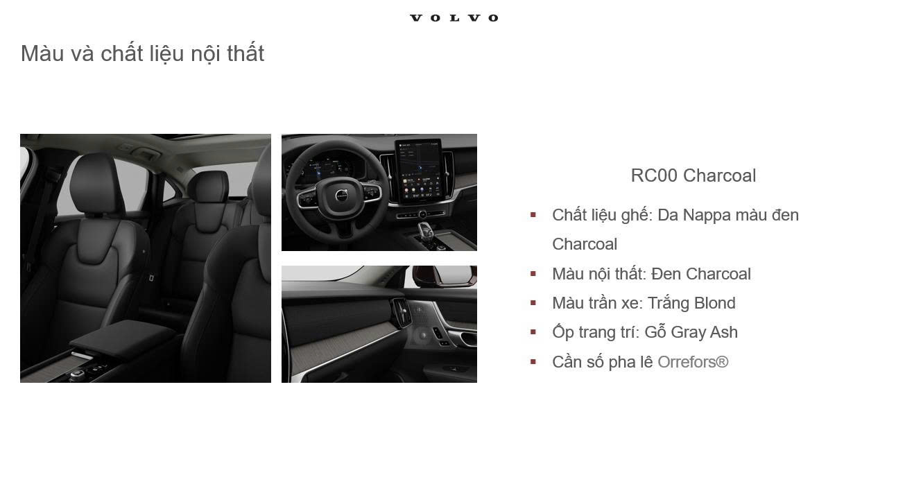 Nội thất màu Đen được trang bị trên Volvo S90L Plug In Hybrid 2026.