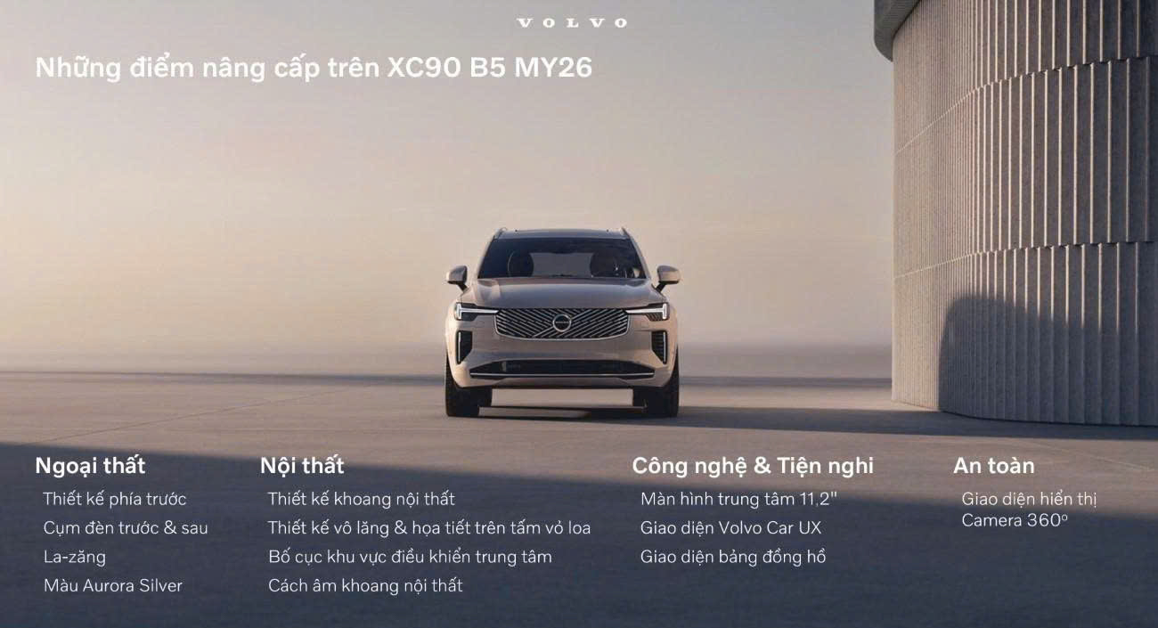 Volvo XC90 B5 Ultra 2026 phiên bản nâng cấp vừa ra mắt.