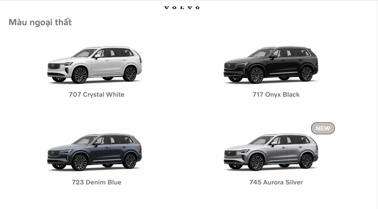 Volvo Xc90 Plug In Hybrid trên phiên bản mới có 4 màu tùy chọn.