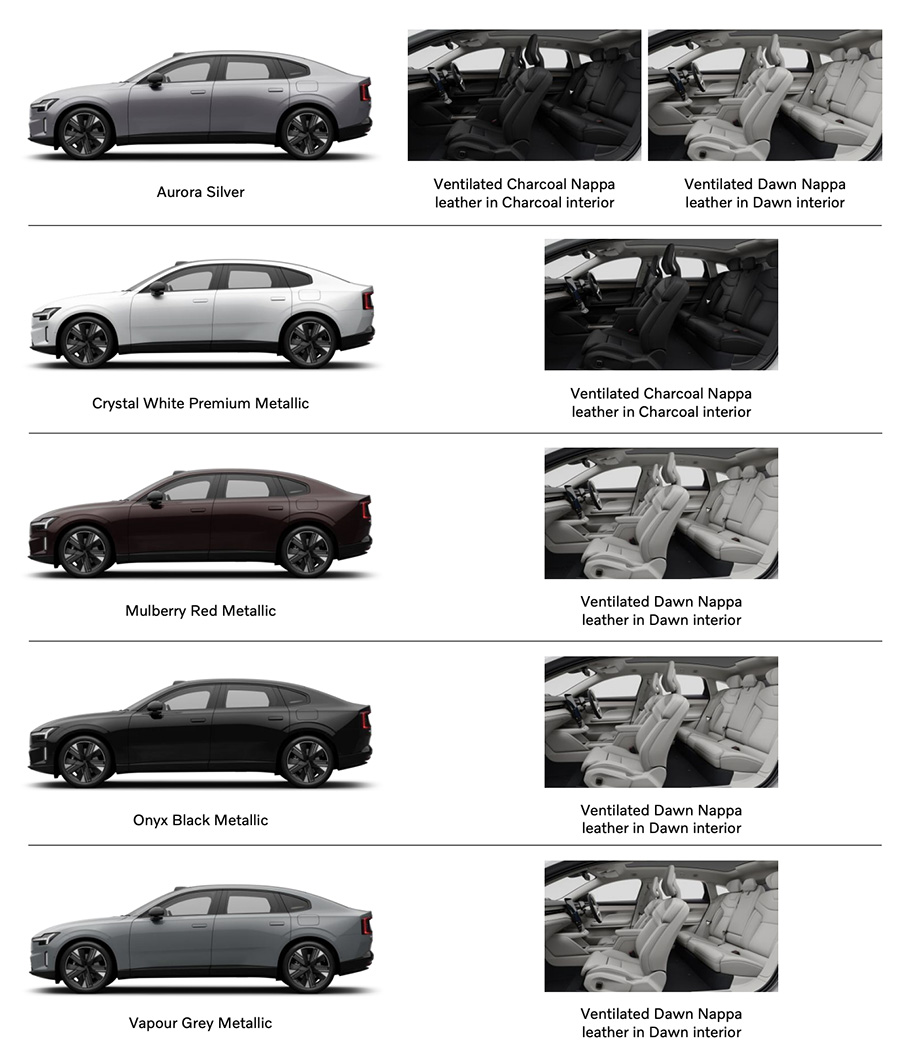Volvo ES90 2026 có các màu sắc có thể tùy chọn.
