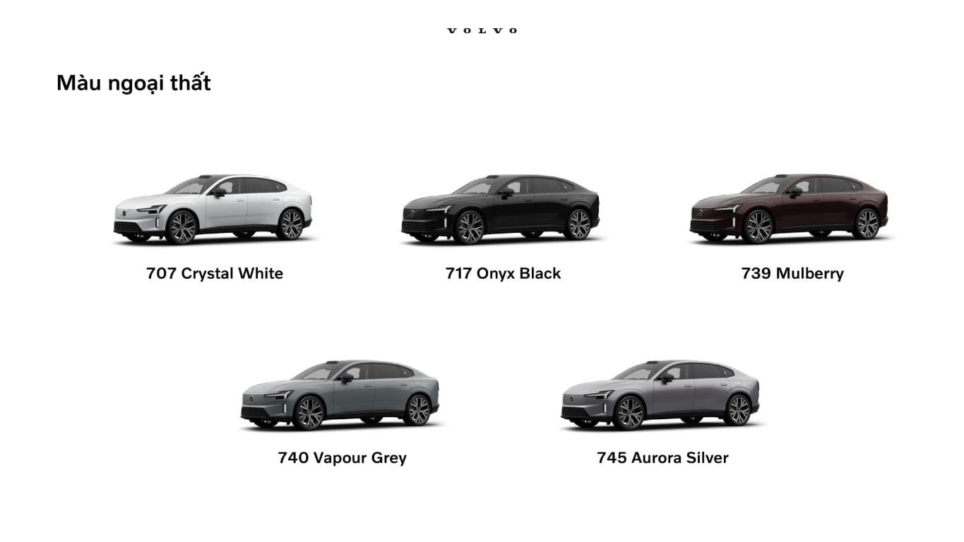 Các màu ngoại thất trên Volvo Es90.
