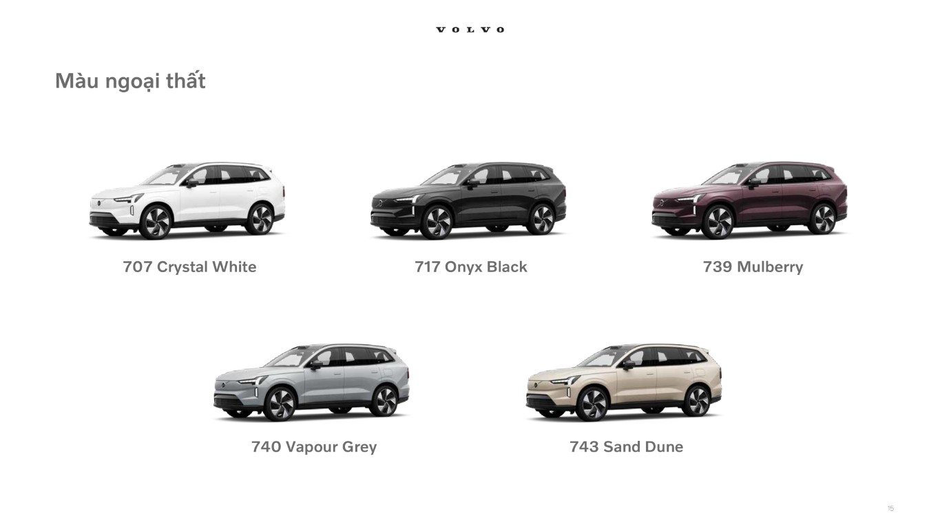 Các màu sắc trên Volvo Ex90 2027