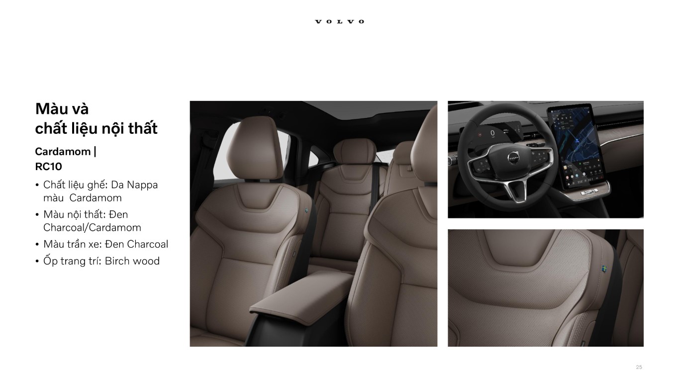 Nội thất ghế da nâu Cardamom hoàn toàn mới trên Volvo Es90.