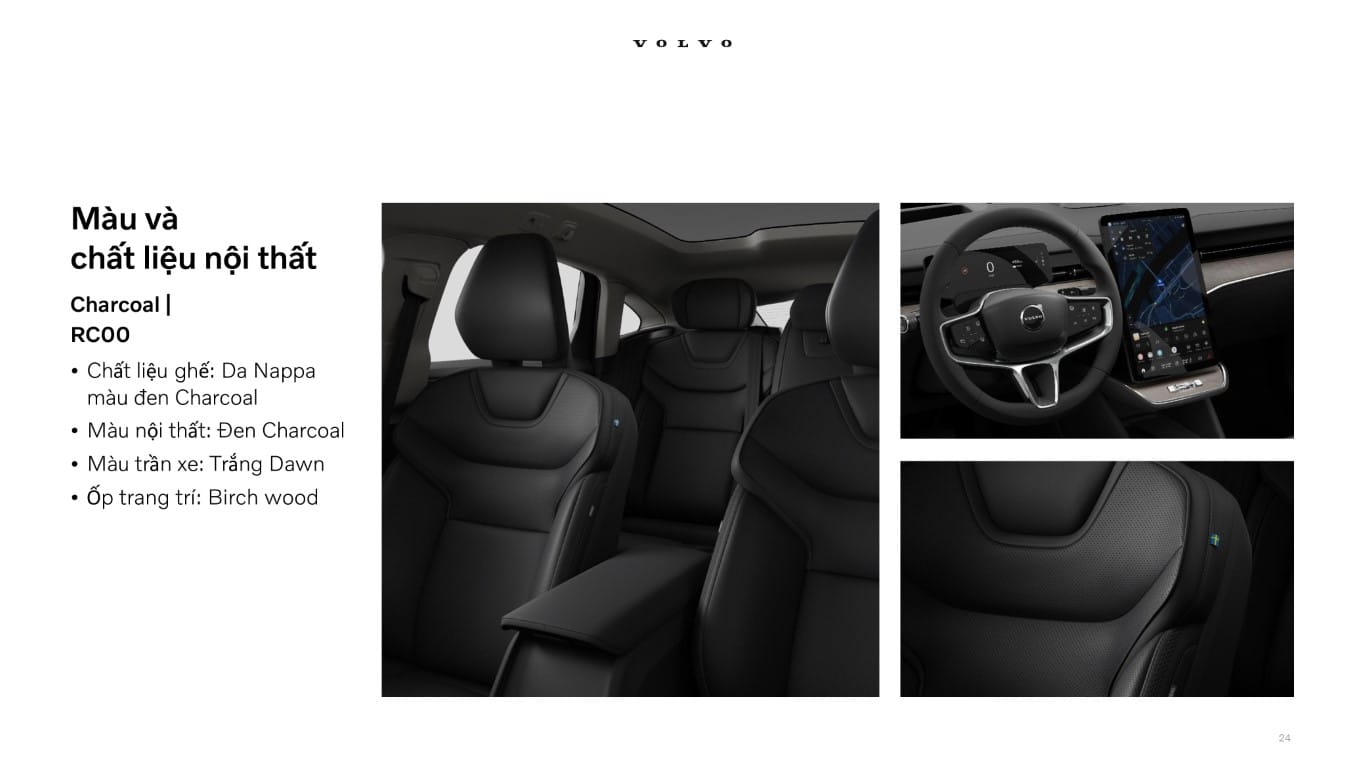Nội thất màu đen Charcoal tren Volvo Es90.