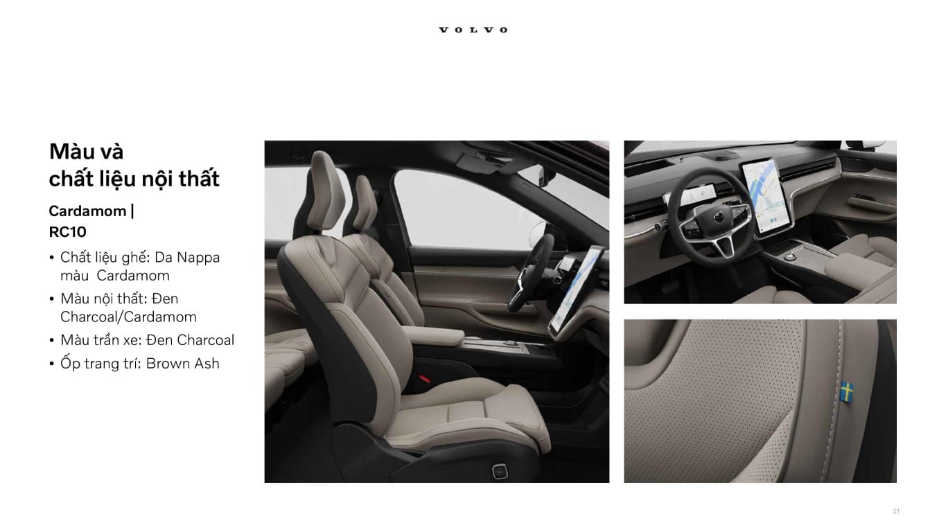 Nội thất Volvo Ex90 màu Cardamom.